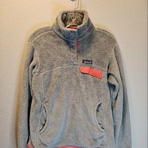 Patagonia Re Tool Snap T Pullover Fleece Jacket Gray Coral Women Size Medium